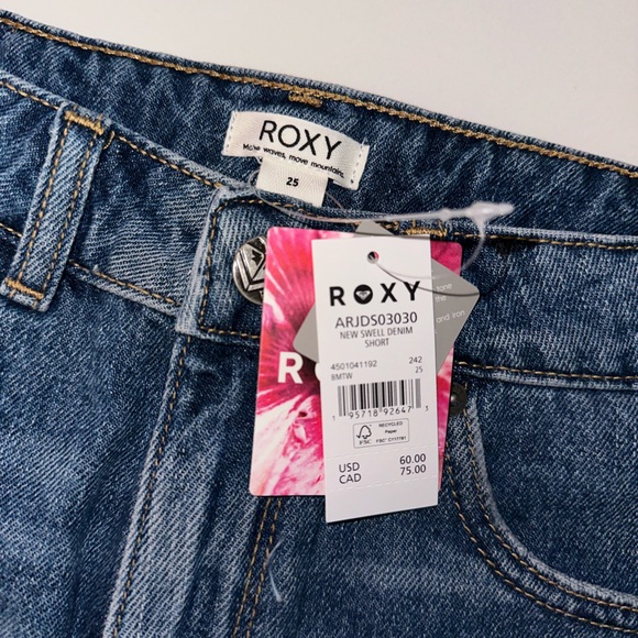 ROXY “New Swell” distressed denim blue jean cutoff boho shorts 25 26 27 - Picture 6 of 8